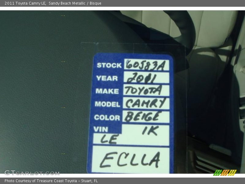 Sandy Beach Metallic / Bisque 2011 Toyota Camry LE