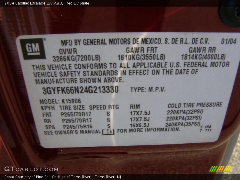 Red E / Shale 2004 Cadillac Escalade ESV AWD