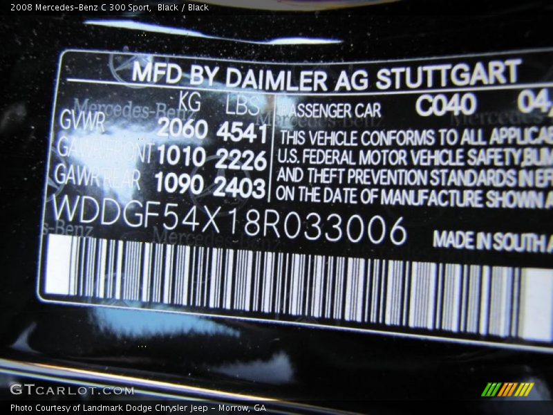 Black / Black 2008 Mercedes-Benz C 300 Sport