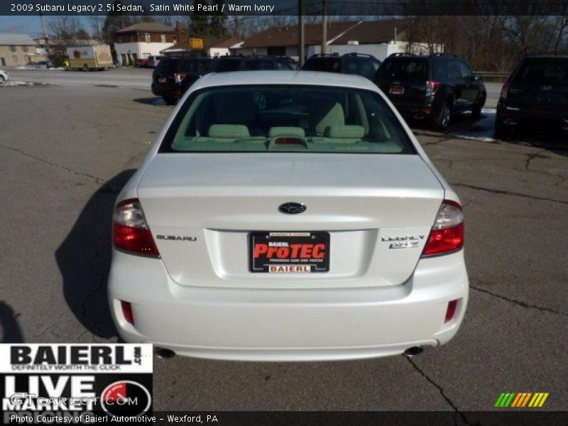 Satin White Pearl / Warm Ivory 2009 Subaru Legacy 2.5i Sedan