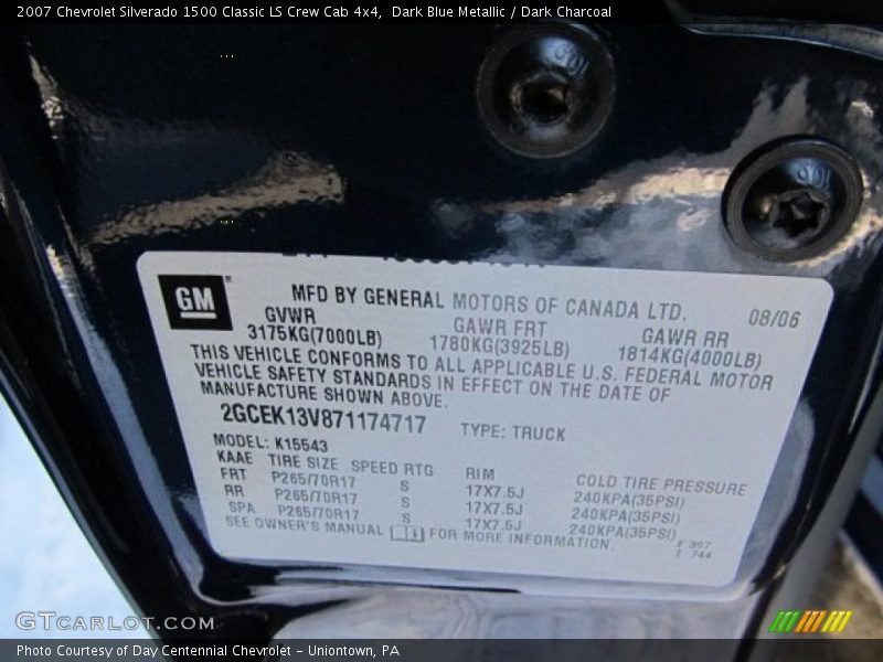 Dark Blue Metallic / Dark Charcoal 2007 Chevrolet Silverado 1500 Classic LS Crew Cab 4x4