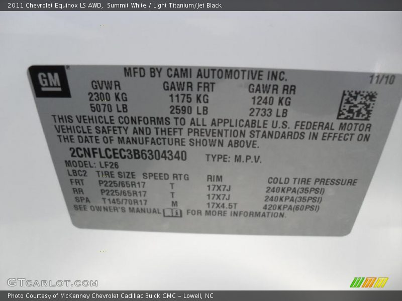 Summit White / Light Titanium/Jet Black 2011 Chevrolet Equinox LS AWD