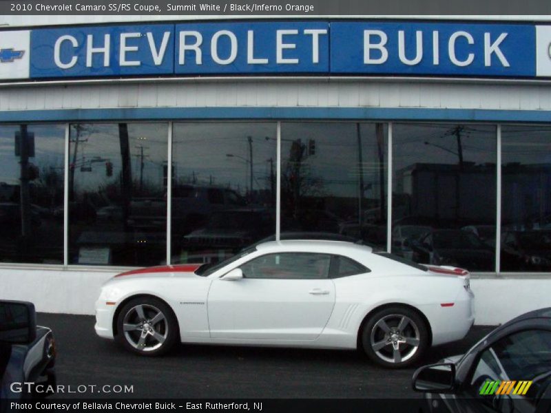 Summit White / Black/Inferno Orange 2010 Chevrolet Camaro SS/RS Coupe