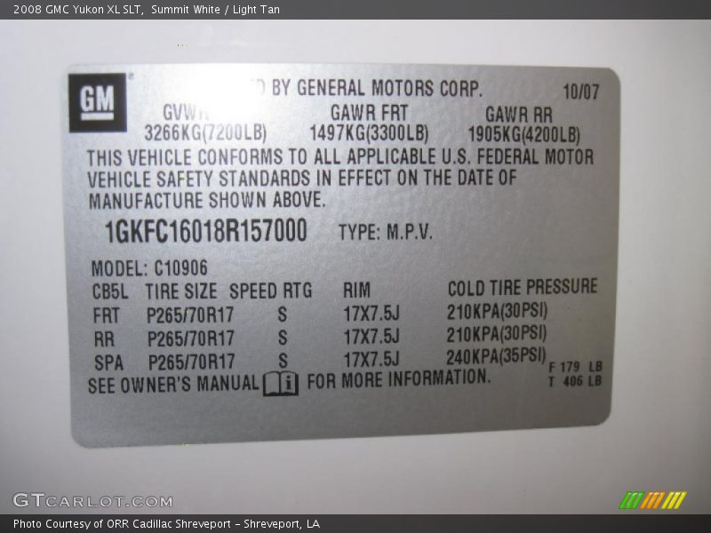 Summit White / Light Tan 2008 GMC Yukon XL SLT