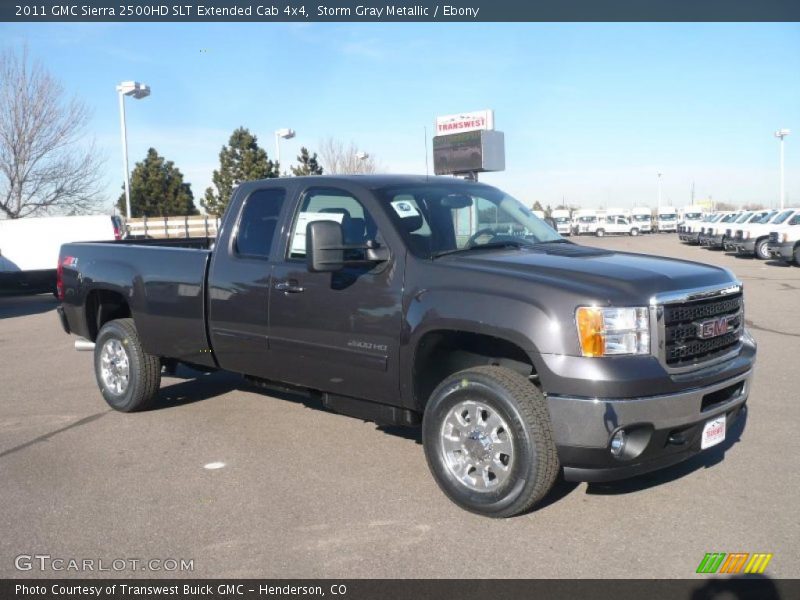 Storm Gray Metallic / Ebony 2011 GMC Sierra 2500HD SLT Extended Cab 4x4