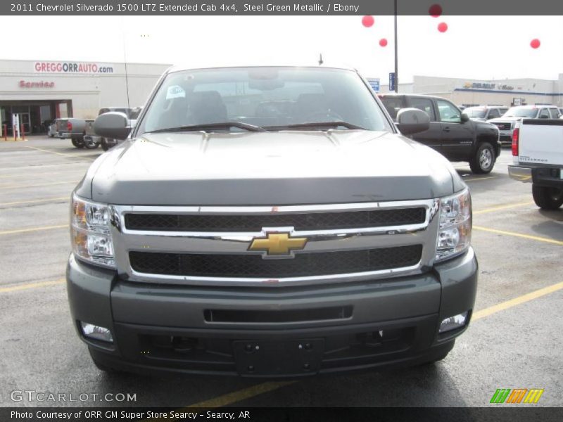 Steel Green Metallic / Ebony 2011 Chevrolet Silverado 1500 LTZ Extended Cab 4x4