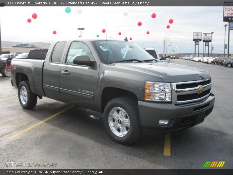 Steel Green Metallic / Ebony 2011 Chevrolet Silverado 1500 LTZ Extended Cab 4x4