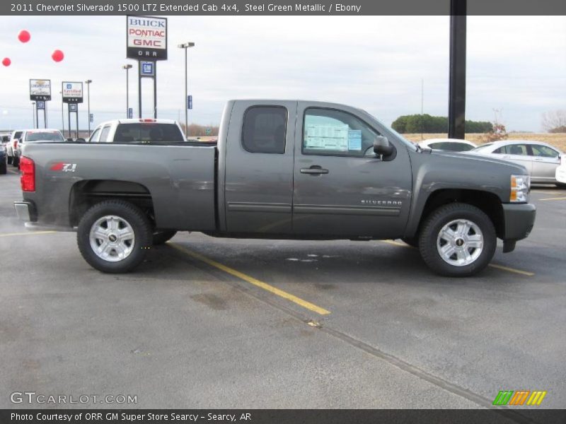 Steel Green Metallic / Ebony 2011 Chevrolet Silverado 1500 LTZ Extended Cab 4x4