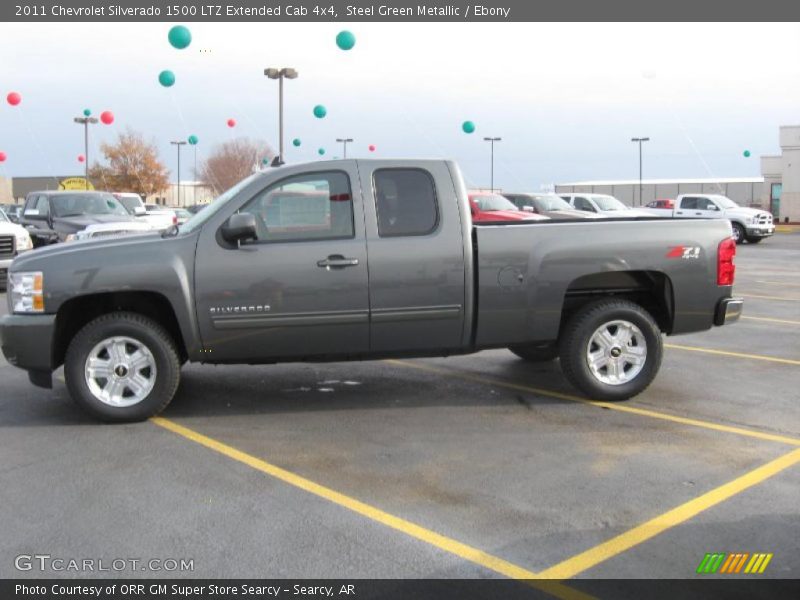 Steel Green Metallic / Ebony 2011 Chevrolet Silverado 1500 LTZ Extended Cab 4x4