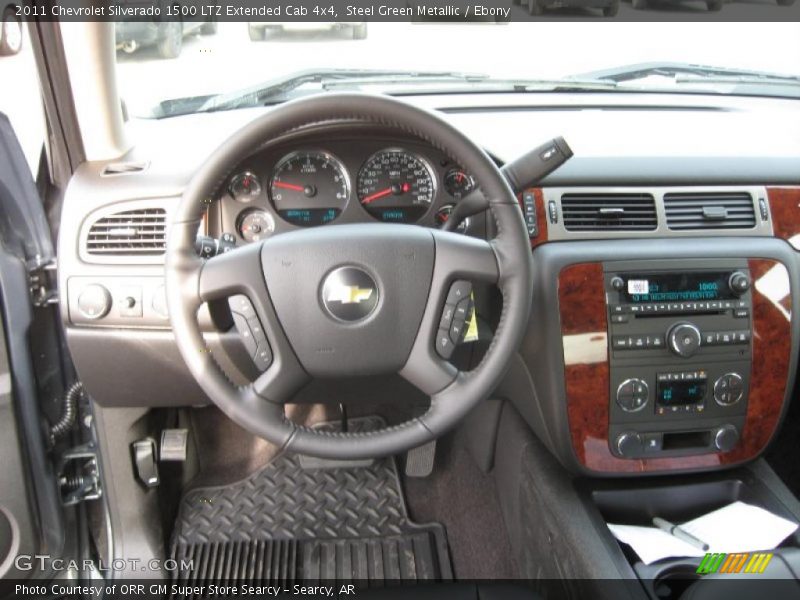 Steel Green Metallic / Ebony 2011 Chevrolet Silverado 1500 LTZ Extended Cab 4x4