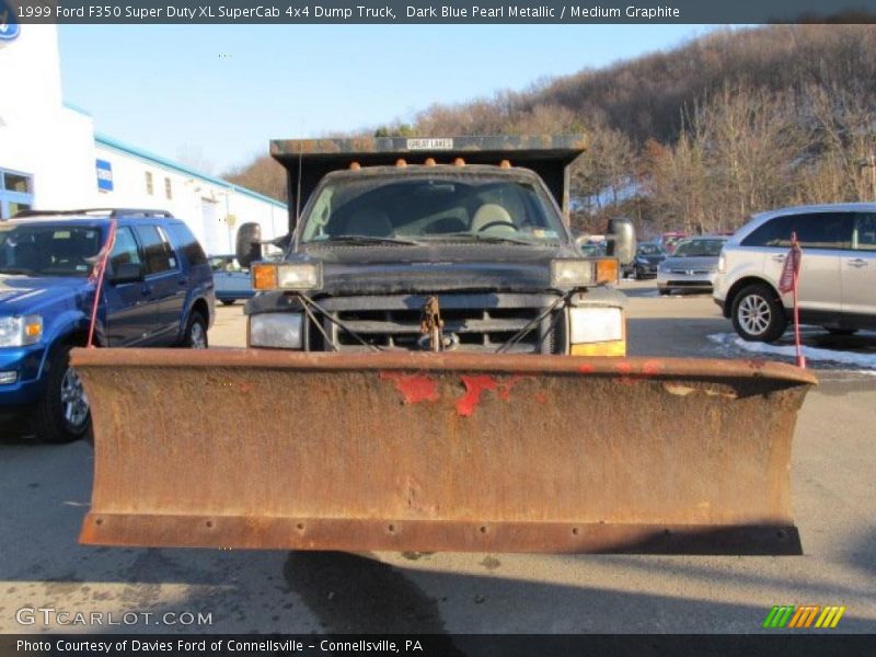 Dark Blue Pearl Metallic / Medium Graphite 1999 Ford F350 Super Duty XL SuperCab 4x4 Dump Truck