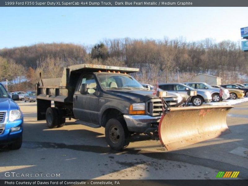 Dark Blue Pearl Metallic / Medium Graphite 1999 Ford F350 Super Duty XL SuperCab 4x4 Dump Truck