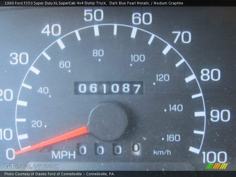 Dark Blue Pearl Metallic / Medium Graphite 1999 Ford F350 Super Duty XL SuperCab 4x4 Dump Truck