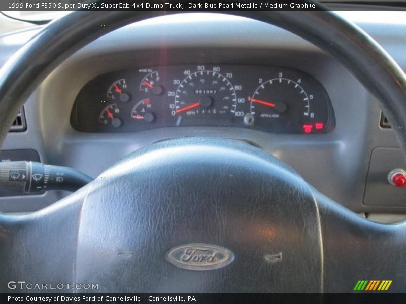 Dark Blue Pearl Metallic / Medium Graphite 1999 Ford F350 Super Duty XL SuperCab 4x4 Dump Truck
