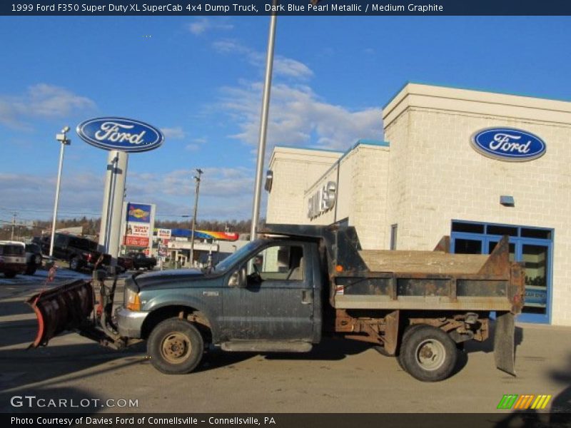 Dark Blue Pearl Metallic / Medium Graphite 1999 Ford F350 Super Duty XL SuperCab 4x4 Dump Truck