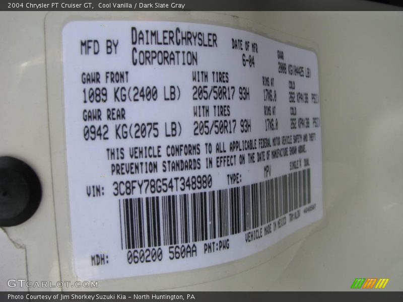 Cool Vanilla / Dark Slate Gray 2004 Chrysler PT Cruiser GT