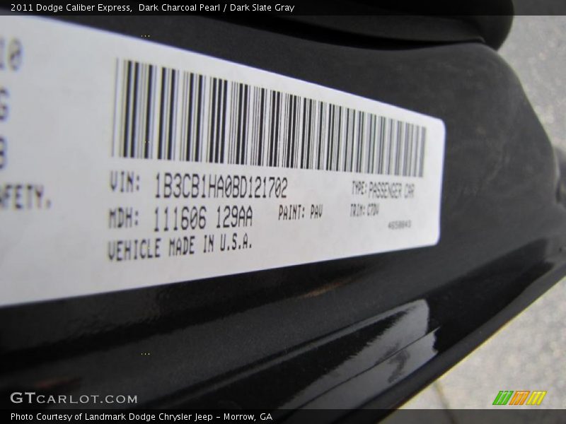 Dark Charcoal Pearl / Dark Slate Gray 2011 Dodge Caliber Express
