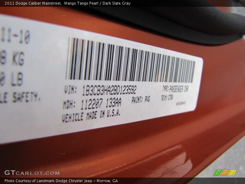 Mango Tango Pearl / Dark Slate Gray 2011 Dodge Caliber Mainstreet
