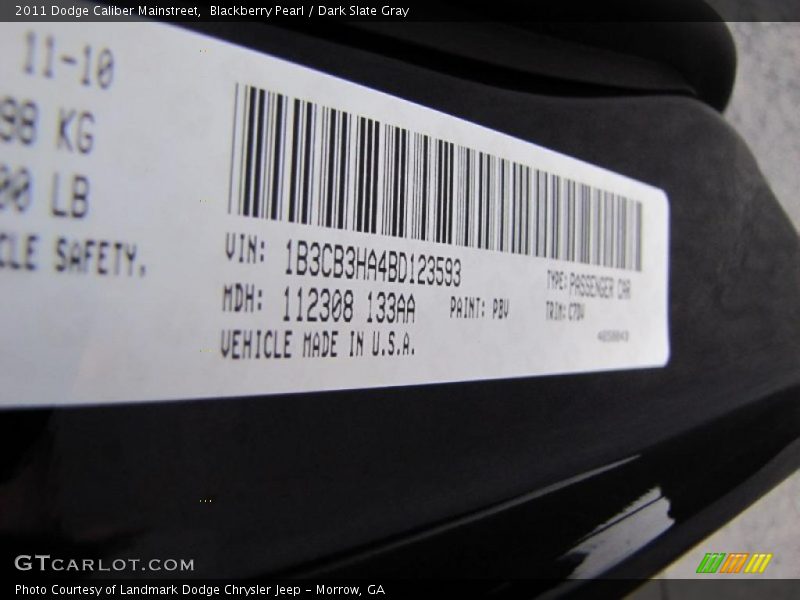 Blackberry Pearl / Dark Slate Gray 2011 Dodge Caliber Mainstreet