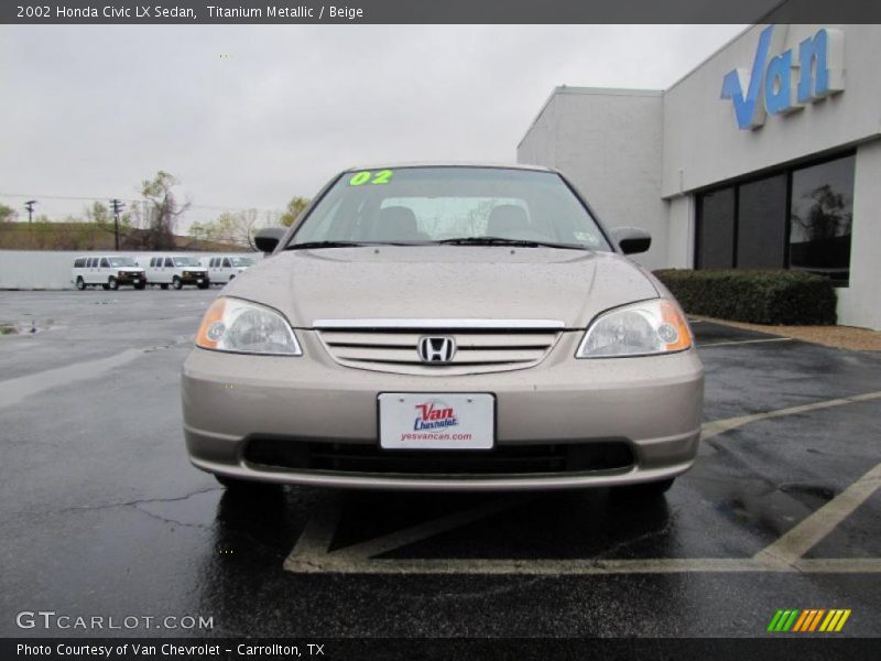 Titanium Metallic / Beige 2002 Honda Civic LX Sedan