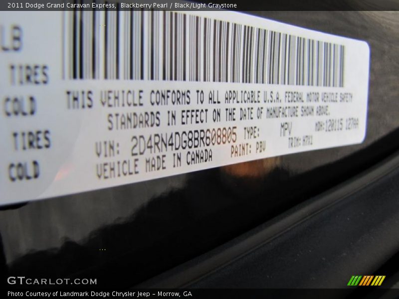 Blackberry Pearl / Black/Light Graystone 2011 Dodge Grand Caravan Express