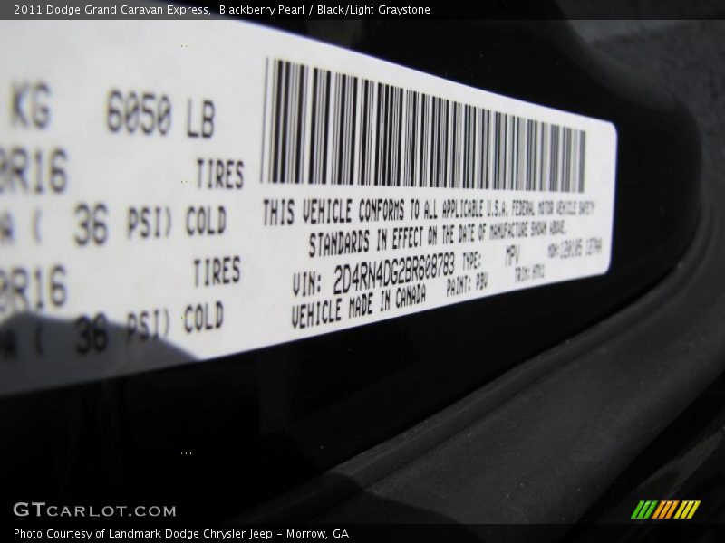 Blackberry Pearl / Black/Light Graystone 2011 Dodge Grand Caravan Express
