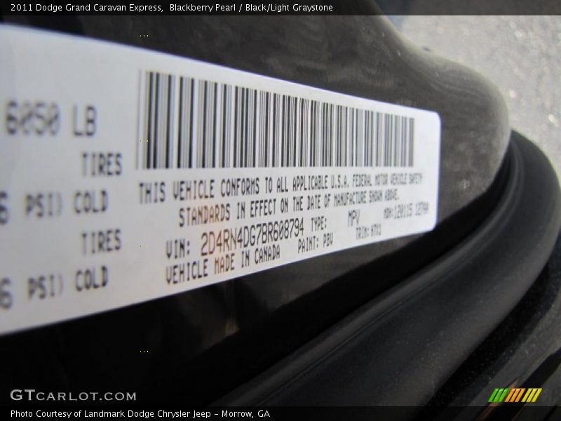Blackberry Pearl / Black/Light Graystone 2011 Dodge Grand Caravan Express
