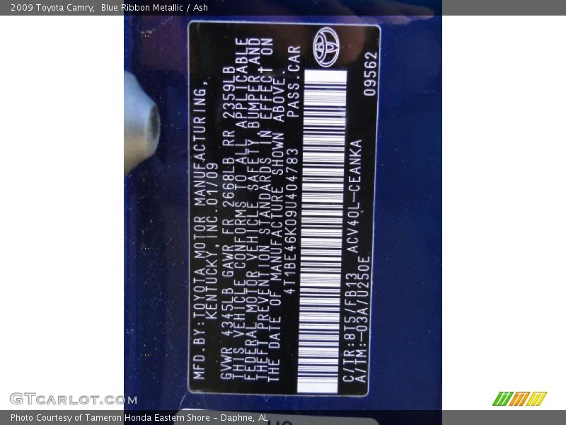 Blue Ribbon Metallic / Ash 2009 Toyota Camry