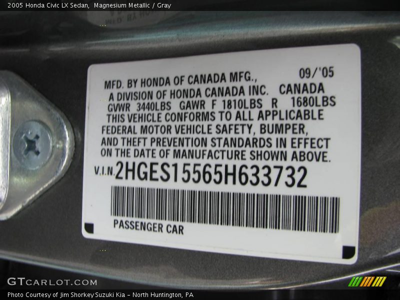Magnesium Metallic / Gray 2005 Honda Civic LX Sedan