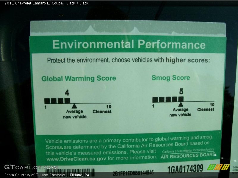  2011 Camaro LS Coupe Window Sticker