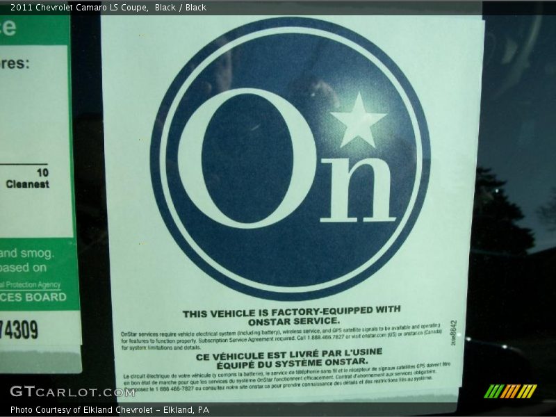  2011 Camaro LS Coupe Window Sticker
