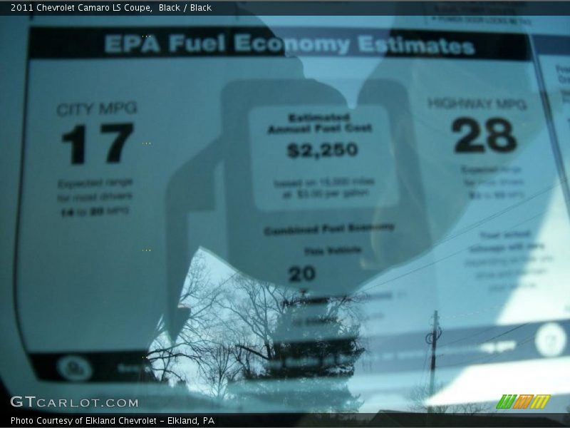  2011 Camaro LS Coupe Window Sticker