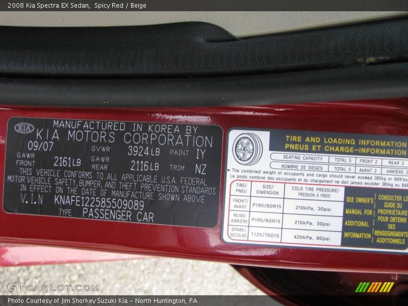 Spicy Red / Beige 2008 Kia Spectra EX Sedan