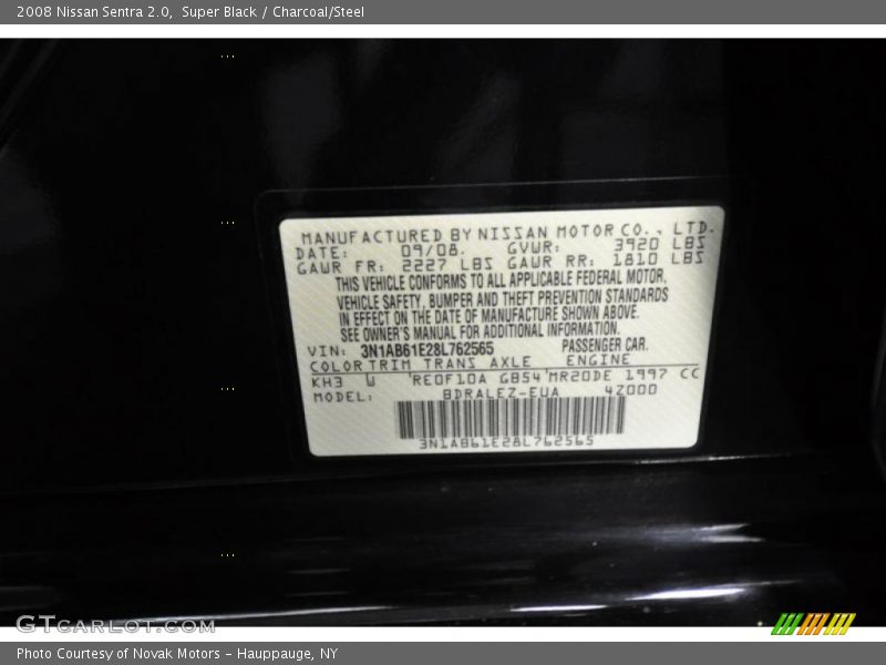 Super Black / Charcoal/Steel 2008 Nissan Sentra 2.0