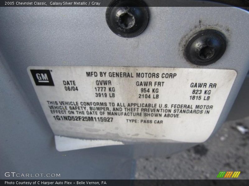 Galaxy Silver Metallic / Gray 2005 Chevrolet Classic