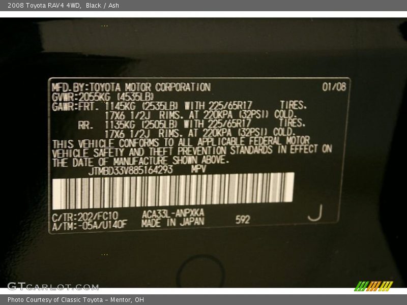 Black / Ash 2008 Toyota RAV4 4WD