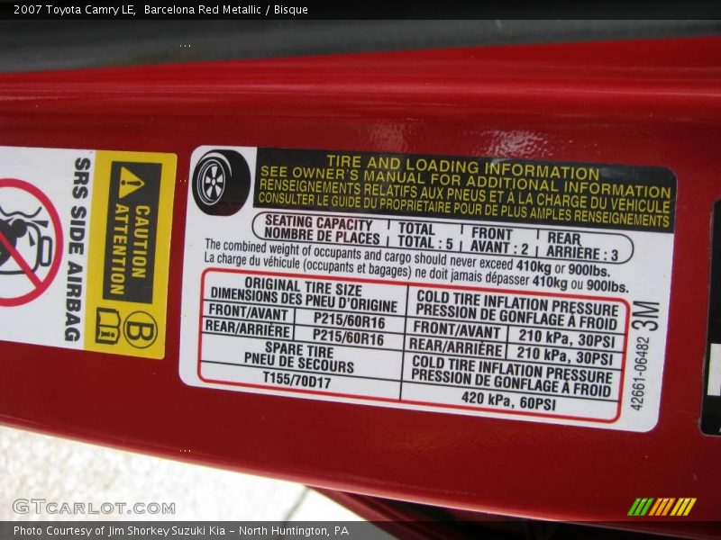 Barcelona Red Metallic / Bisque 2007 Toyota Camry LE