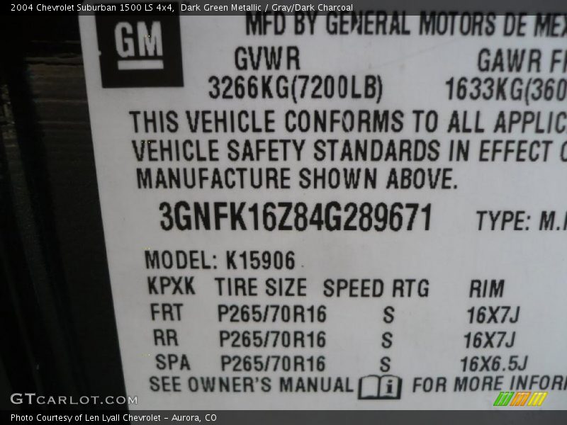 Dark Green Metallic / Gray/Dark Charcoal 2004 Chevrolet Suburban 1500 LS 4x4
