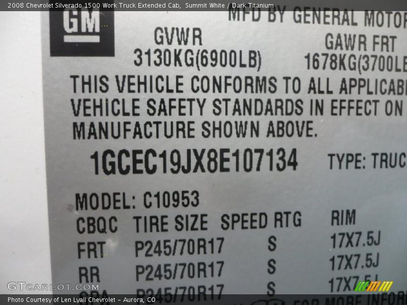 Summit White / Dark Titanium 2008 Chevrolet Silverado 1500 Work Truck Extended Cab
