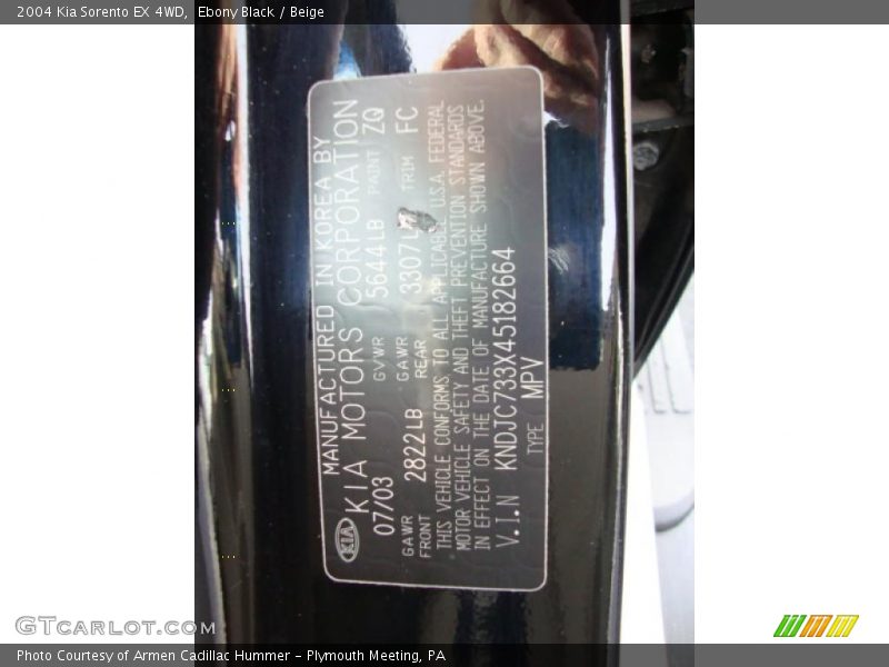 Ebony Black / Beige 2004 Kia Sorento EX 4WD