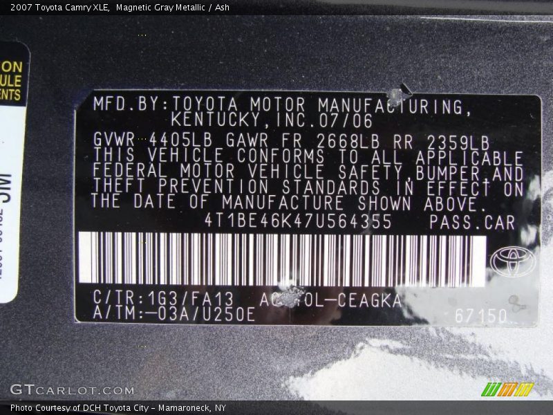 Magnetic Gray Metallic / Ash 2007 Toyota Camry XLE