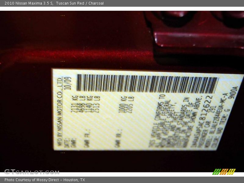Tuscan Sun Red / Charcoal 2010 Nissan Maxima 3.5 S
