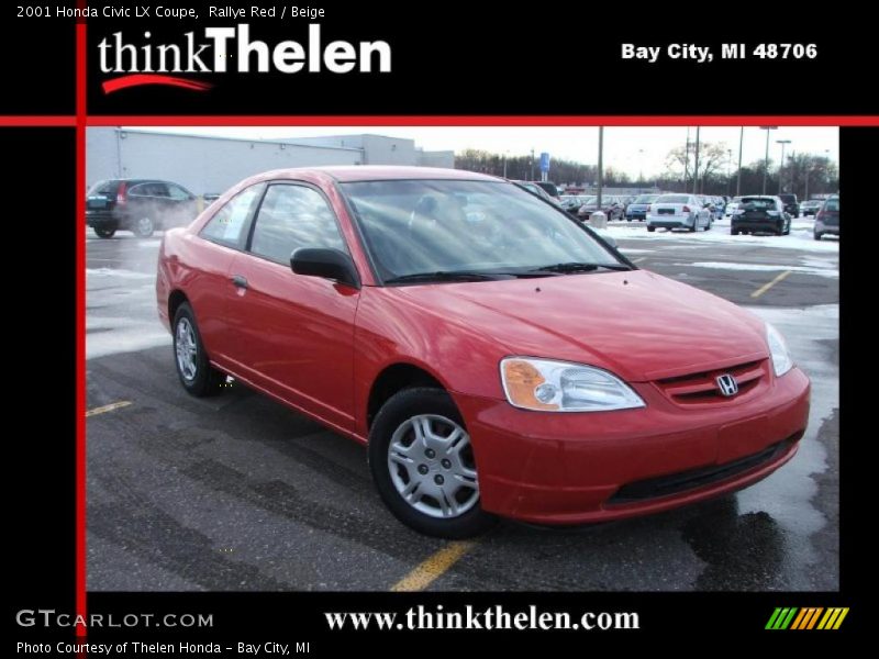 Rallye Red / Beige 2001 Honda Civic LX Coupe