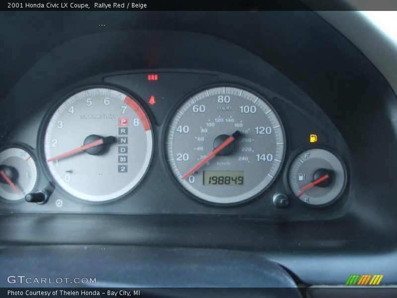 Rallye Red / Beige 2001 Honda Civic LX Coupe