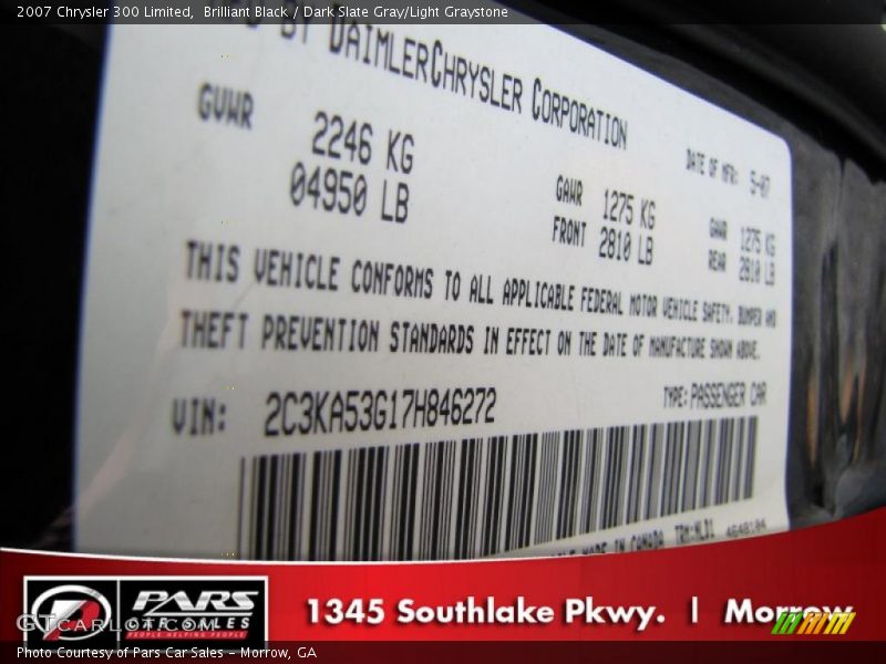Brilliant Black / Dark Slate Gray/Light Graystone 2007 Chrysler 300 Limited