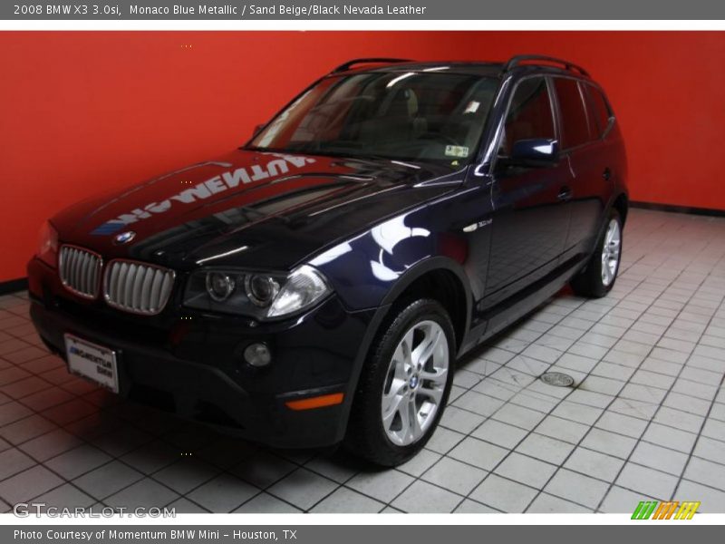 Monaco Blue Metallic / Sand Beige/Black Nevada Leather 2008 BMW X3 3.0si