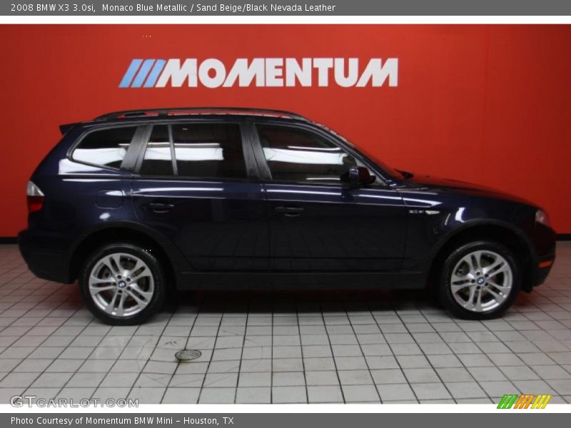 Monaco Blue Metallic / Sand Beige/Black Nevada Leather 2008 BMW X3 3.0si