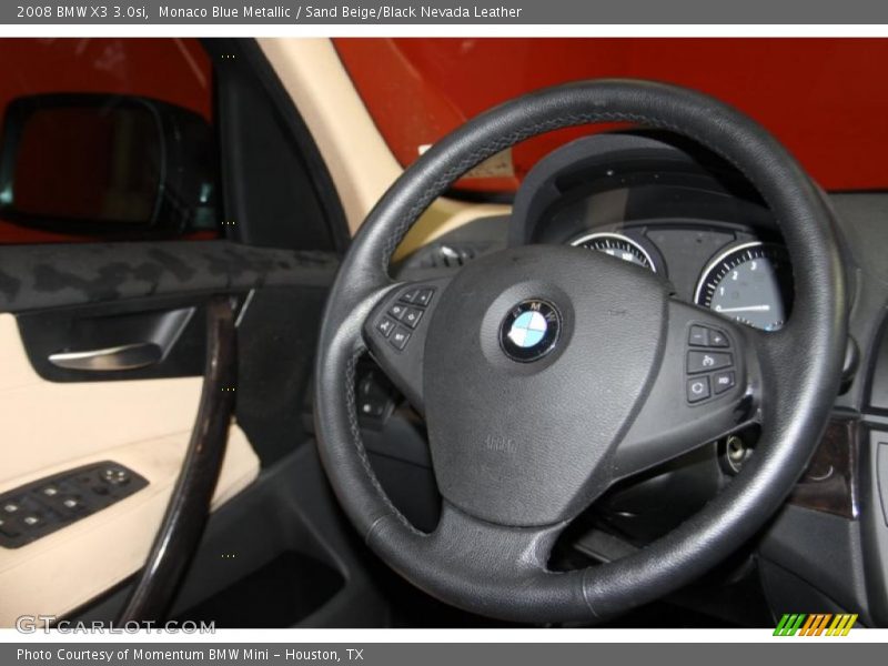 Monaco Blue Metallic / Sand Beige/Black Nevada Leather 2008 BMW X3 3.0si