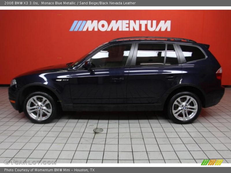 Monaco Blue Metallic / Sand Beige/Black Nevada Leather 2008 BMW X3 3.0si