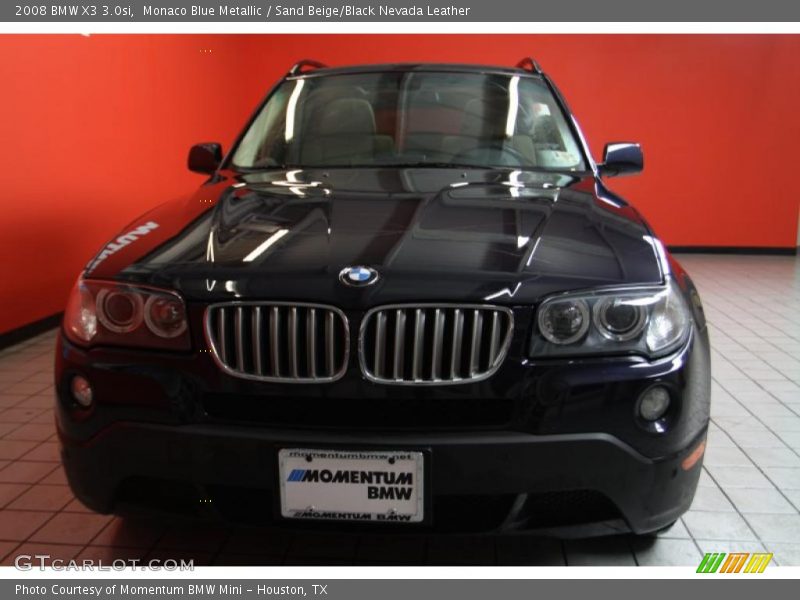 Monaco Blue Metallic / Sand Beige/Black Nevada Leather 2008 BMW X3 3.0si